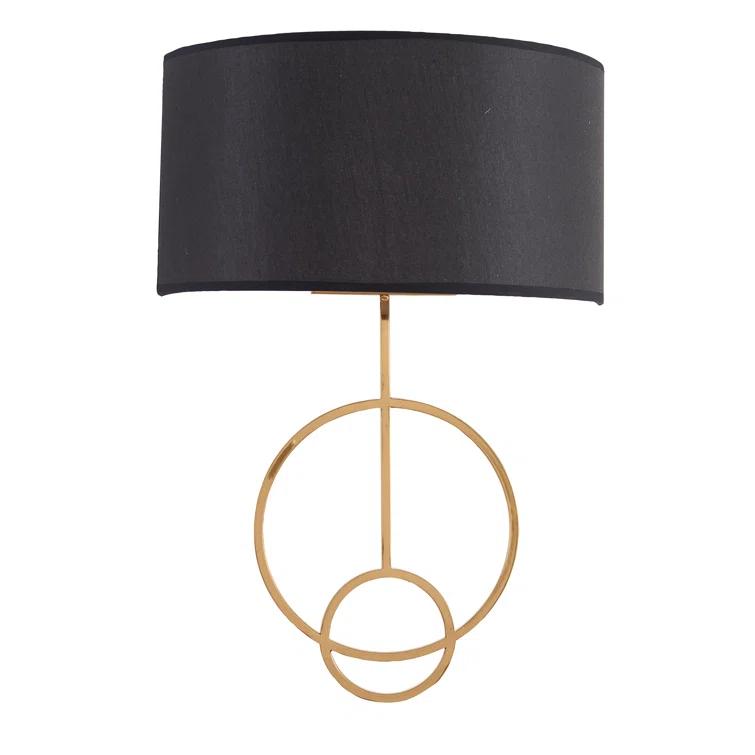 Bethel International Wall Sconce Satin Brass Metal & Fabric