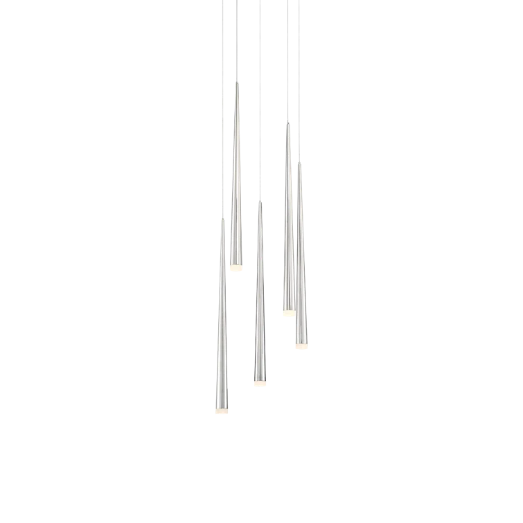 Cascade Polished Nickel 5-Light LED Pendant with Frosted Glass