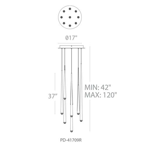 Cascade 9 - Light Polished Nickel LED Cluster Pendant