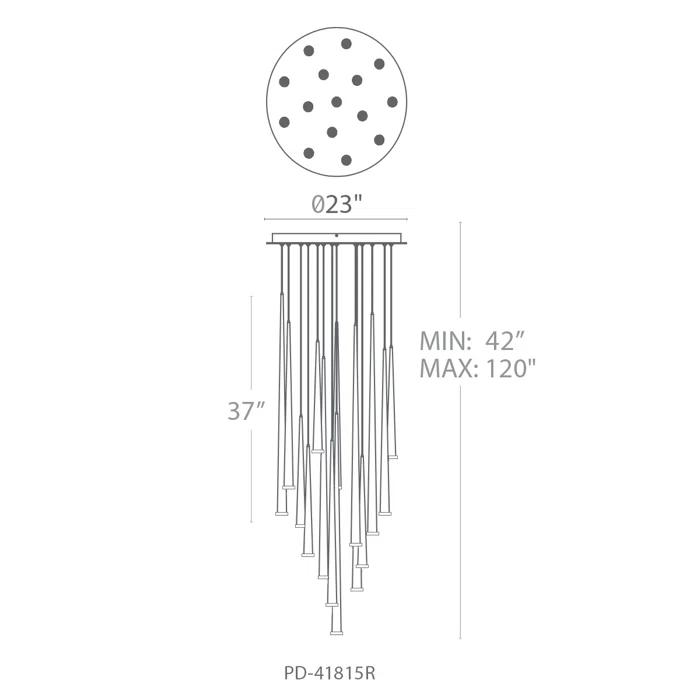Cascade 15 - Light Aged Brass LED Cluster Pendant