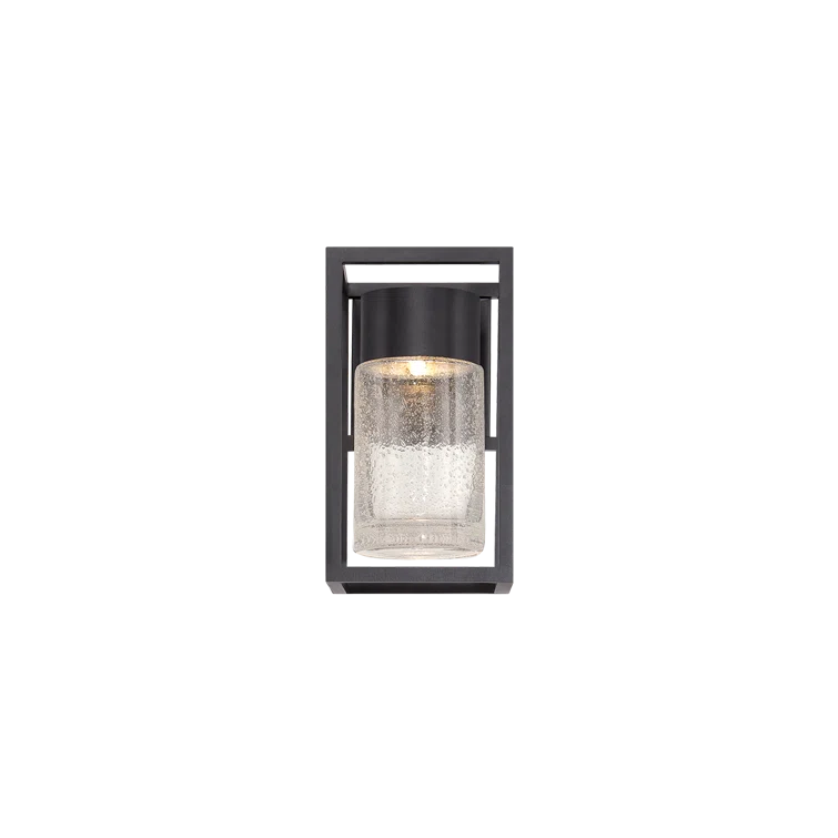 Black Cylinder LED Outdoor Wall Light with Clear Seeded Crystal