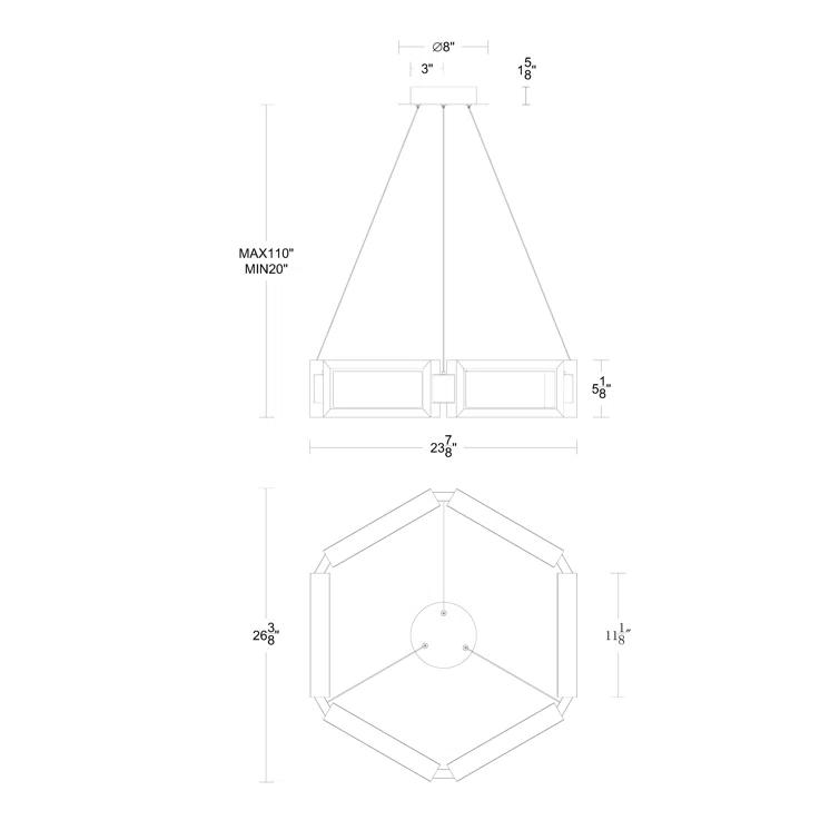 Mies 6 - Light Dimmable LED Geometric Chandelier