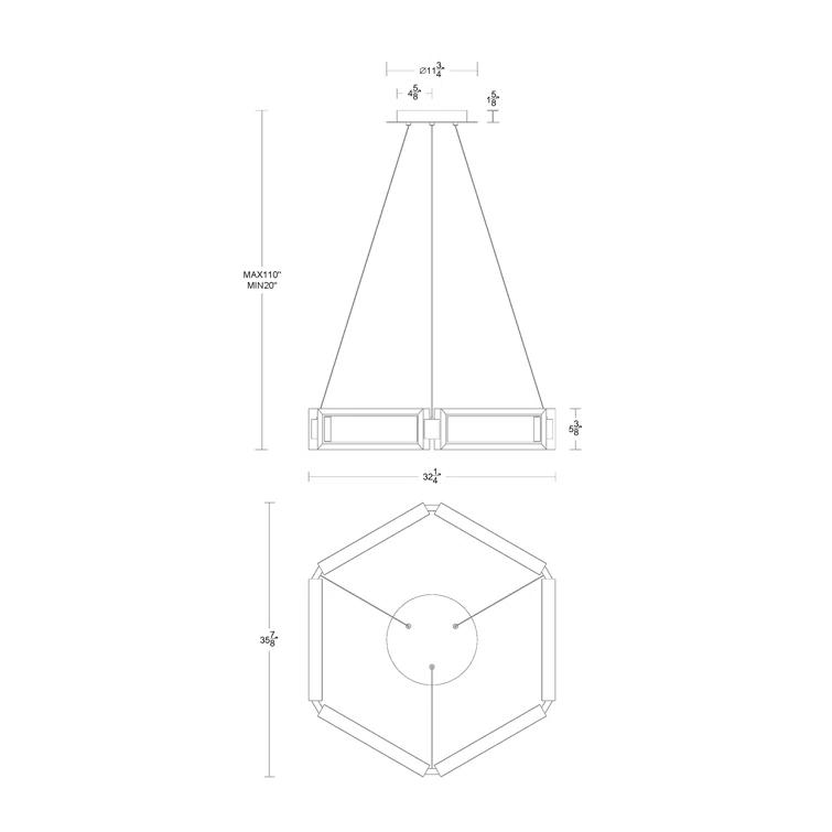 Modern Forms Mies 6 - Light Dimmable LED Geometric Chandelier