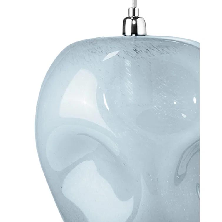 Jamie Young Co Large Coastal Dimpled Glass Pendant in Cornflower Blue/Silver