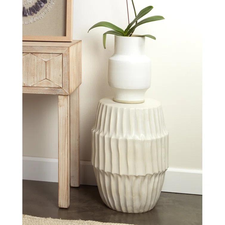 Jamie Young Co Algae Hollow Center Coastal Ceramic Side Table in White