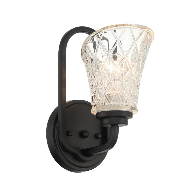 1 - Light Dimmable Black Armed Sconce