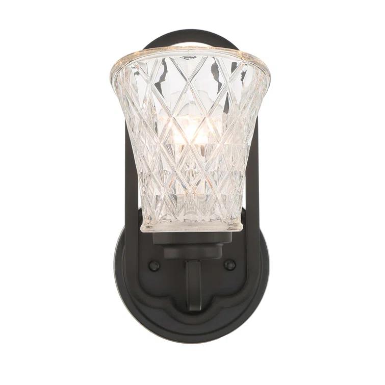 1 - Light Dimmable Black Armed Sconce