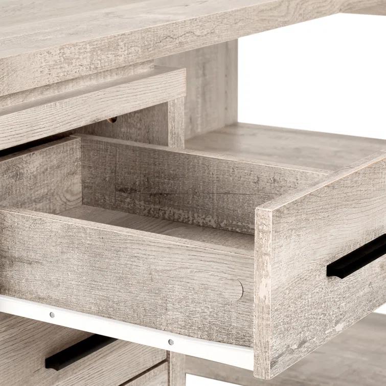 Leomia Computer Desk, Home Office, Corner, Storage Drawers, L Shape, Work, Laptop, Laminate, Black