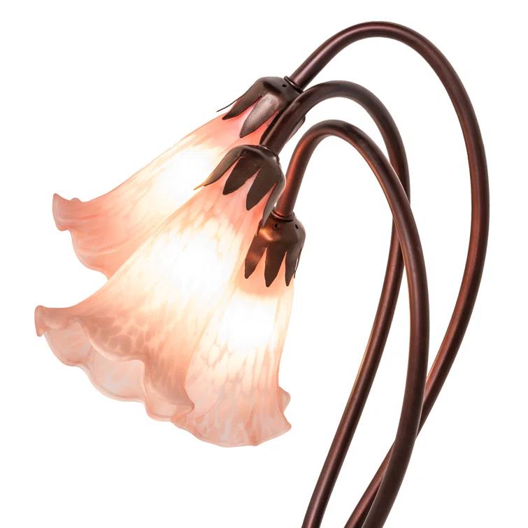 Meyda Tiffany 14728 Stained Glass / Tiffany Desk Lamp From The Lilies Collection - Pink