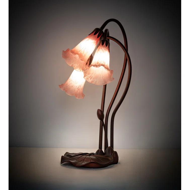 Meyda Tiffany 14728 Stained Glass / Tiffany Desk Lamp From The Lilies Collection - Pink