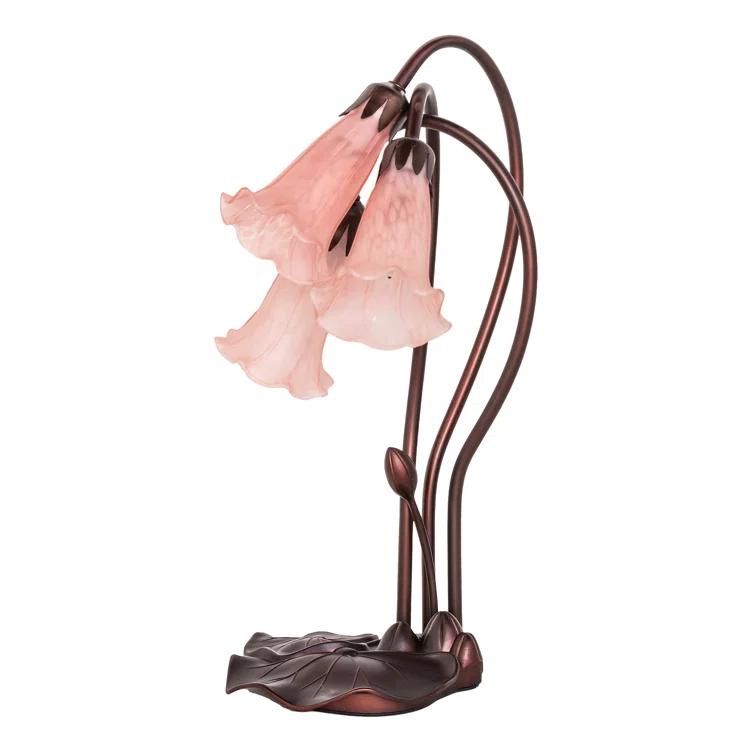 Meyda Tiffany 14728 Stained Glass / Tiffany Desk Lamp From The Lilies Collection - Pink