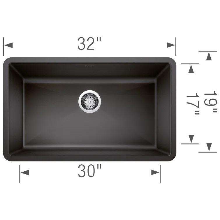 Precis SILGRANIT 32" L X 19" W Super Single Undermount Kitchen SInk