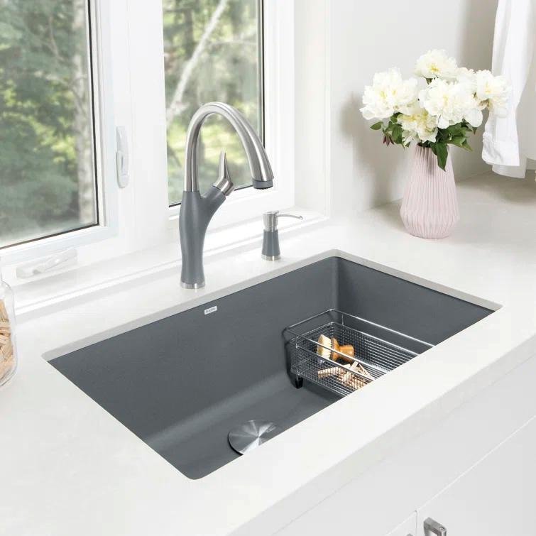 Precis SILGRANIT 32" L X 19" W Super Single Undermount Kitchen SInk