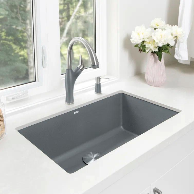 Precis SILGRANIT 32" L X 19" W Super Single Undermount Kitchen SInk