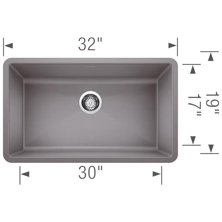 Precis SILGRANIT 32" L X 19" W Super Single Undermount Kitchen SInk