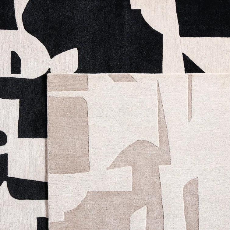 Handmade Abstract Taupe/ Cream Area Rug (10'X14')