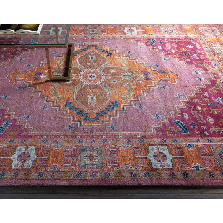 Hand-Knotted Light Blue Wool Floral Motif Area Rug