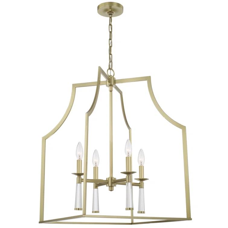 Four Light Chandelier In Minimalist Style 22 Inches Wide By 30 Inches High-Aged Brass Finish    -Traditional Installation Crystorama Lighting 8864-Ag