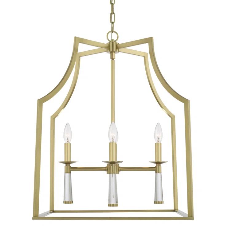 Four Light Chandelier In Minimalist Style 22 Inches Wide By 30 Inches High-Aged Brass Finish    -Traditional Installation Crystorama Lighting 8864-Ag