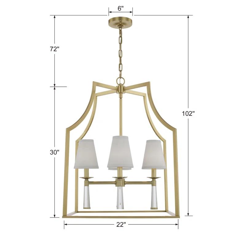 Four Light Chandelier In Minimalist Style 22 Inches Wide By 30 Inches High-Aged Brass Finish    -Traditional Installation Crystorama Lighting 8864-Ag