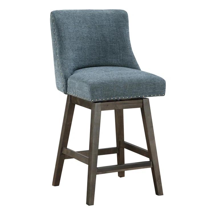 Granville Swivel Upholstered Counter Stool with Solid Wood Frame