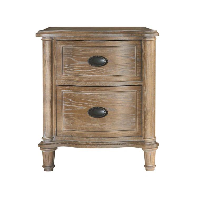 Devon Traditional Brown Wood 2-Drawer Nightstand