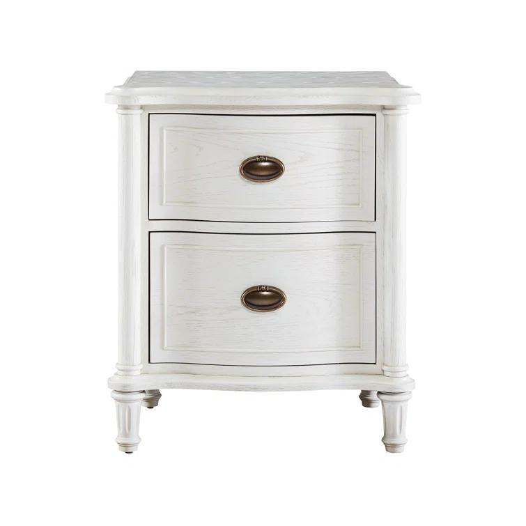 Eloise White Oak 2-Drawer Nightstand with Iron Ring Handles
