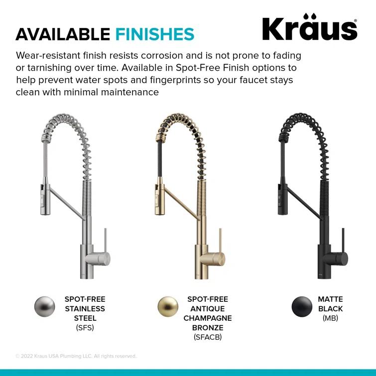 KRAUS Oletto Touchless Sensor Commercial Pull-Down Single Handle Kitchen Faucet with QuickDock Top Mount Assembly