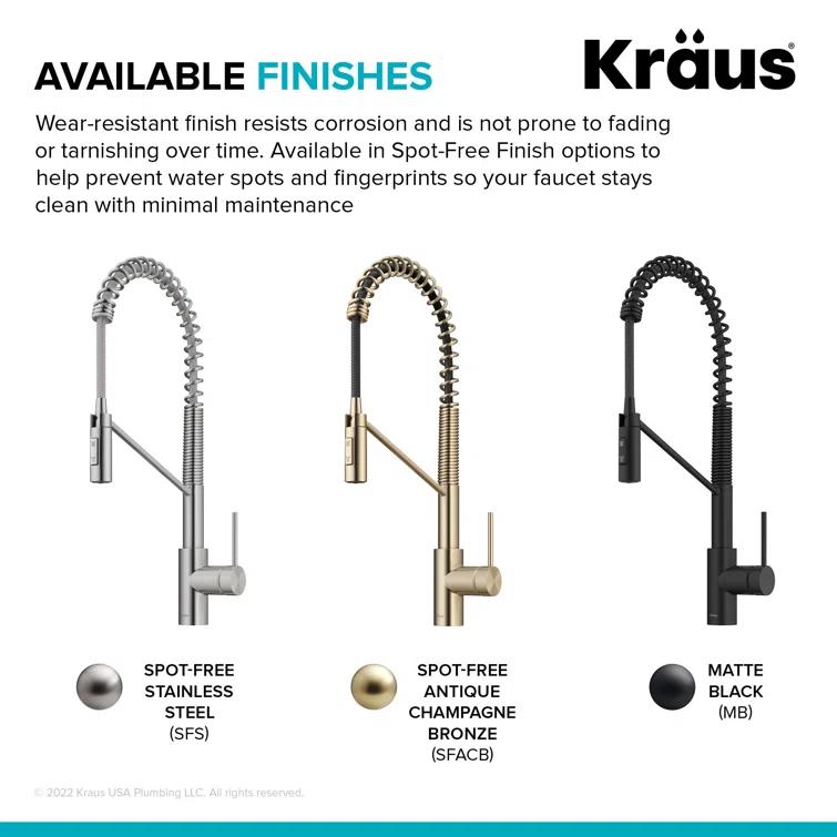 KRAUS Oletto Touchless Sensor Commercial Pull-Down Single Handle Kitchen Faucet with QuickDock Top Mount Assembly