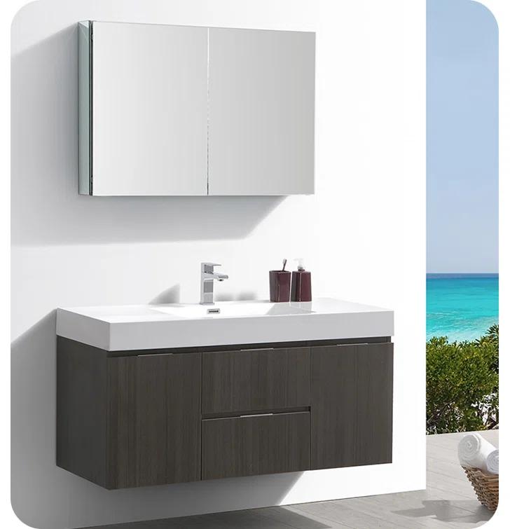 Valencia 48" Wall Mount Single Sink Bathroom Vanity with Top and Sink (Faucet Not Included)