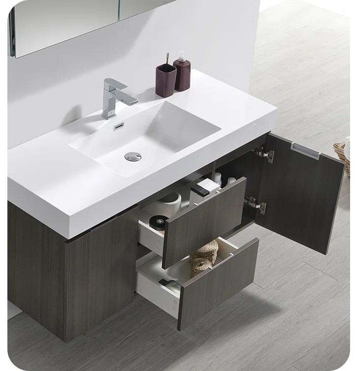 Valencia 48" Wall Mount Single Sink Bathroom Vanity with Top and Sink (Faucet Not Included)
