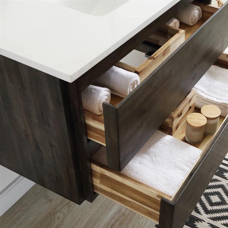 Fresca Formosa 60" Wall Mount Floating Double Sink Modern Bathroom Vanity with Top, Sinks and Mirrors - Faucets Not Included