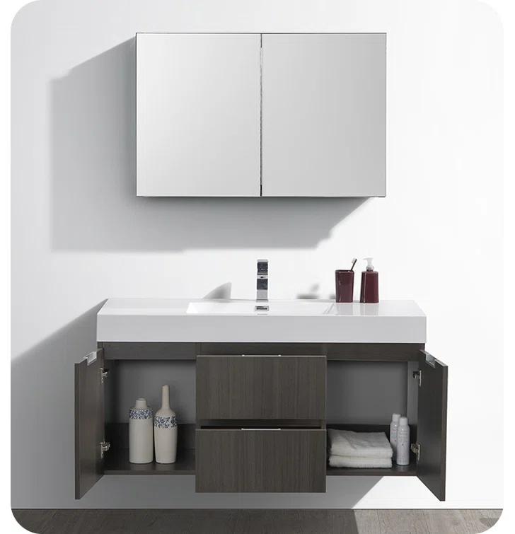 Valencia 48" Wall Mount Single Sink Bathroom Vanity with Top and Sink (Faucet Not Included)
