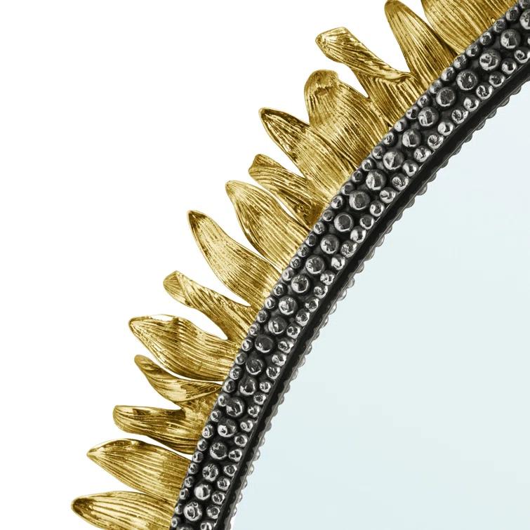 Radiant Sunburst 26" Gold Metal Ornate Wall Mirror