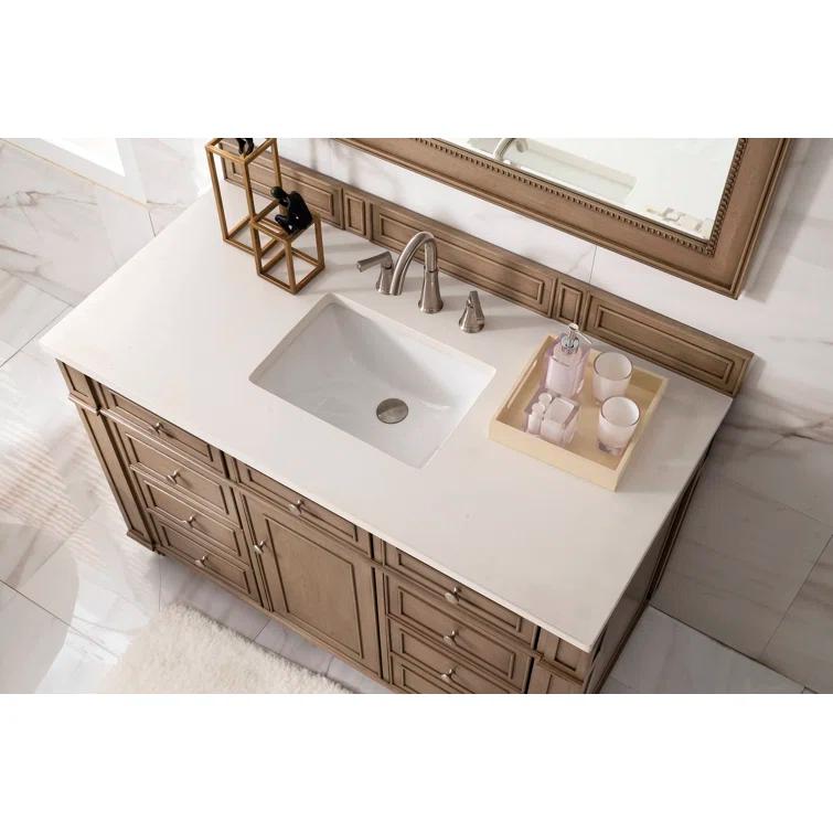 James Martin Vanities 48" Single Vanity, Whitewashed Walnut w/ 3 CM White Zeus Quartz Top