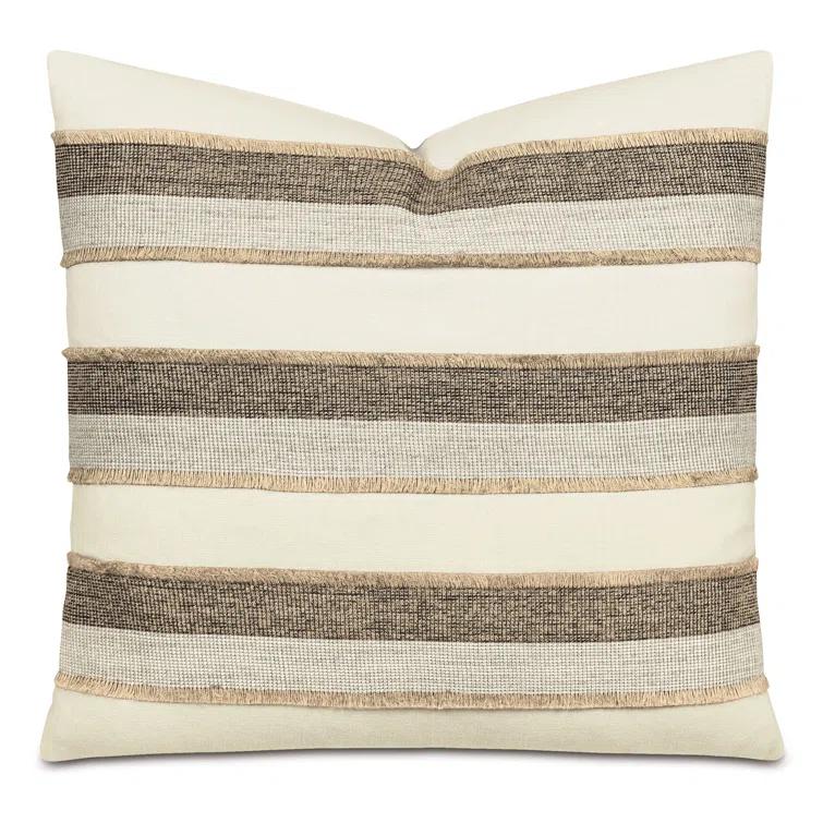Marin Square Linen Blend Pillow with Fringe Detail