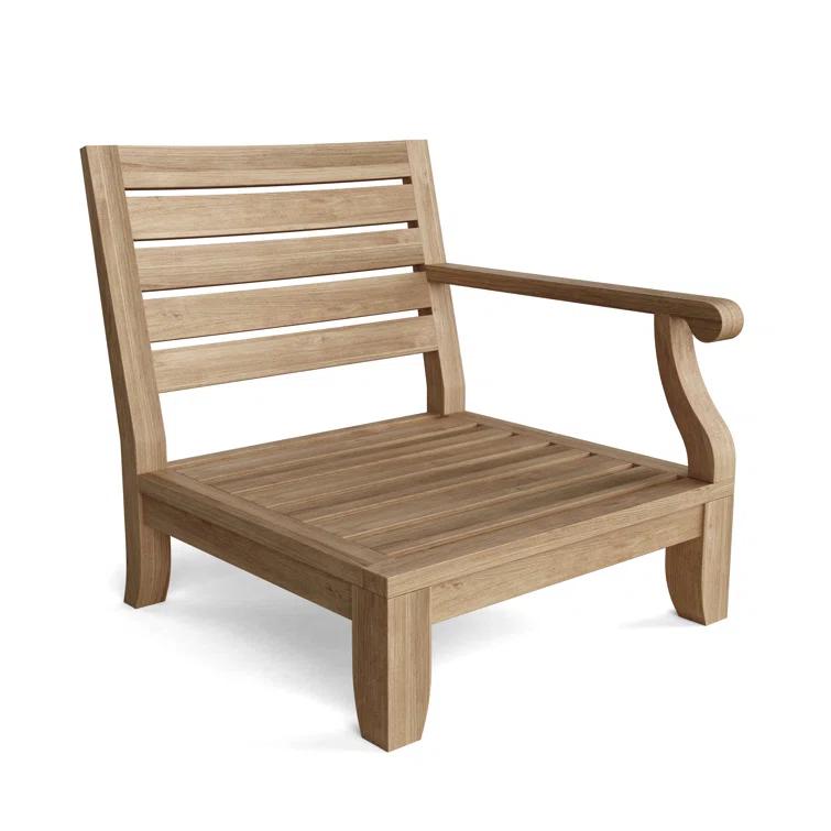 Riviera Natural Teak 3-Person Outdoor Sectional with Gray Cushions