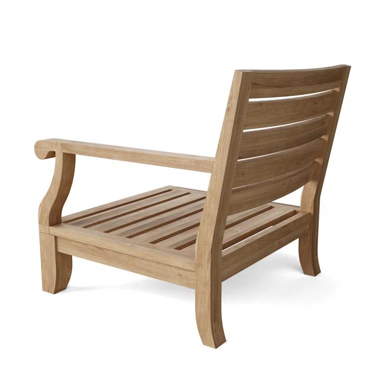 Riviera Natural Teak 3-Person Outdoor Sectional with Gray Cushions