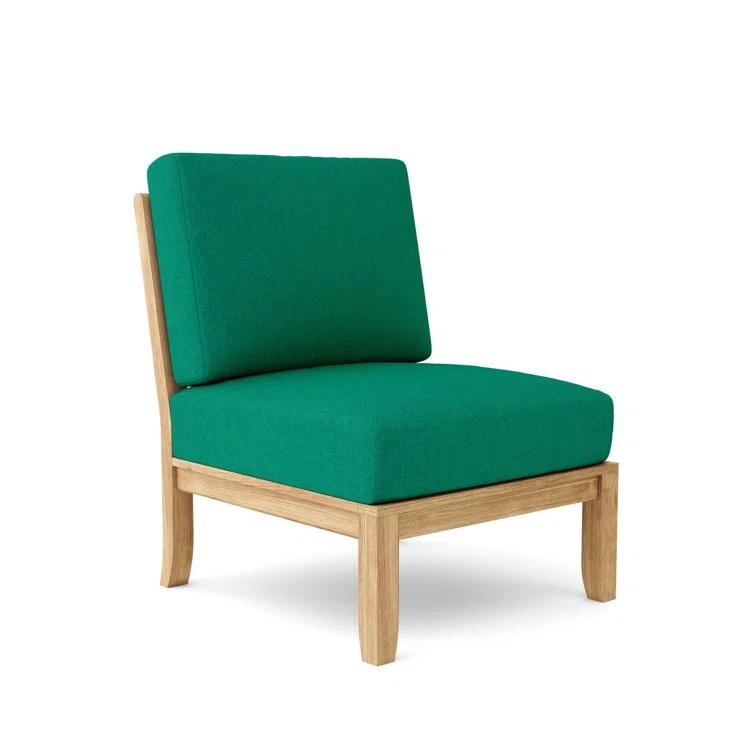 Gray Teak Outdoor Lounge Chair with Sunbrella Cushions