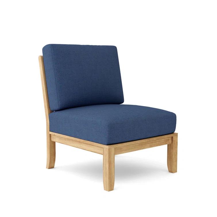 Gray Teak Outdoor Lounge Chair with Sunbrella Cushions