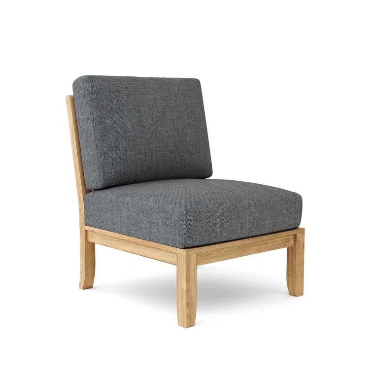 Gray Teak Outdoor Lounge Chair with Sunbrella Cushions