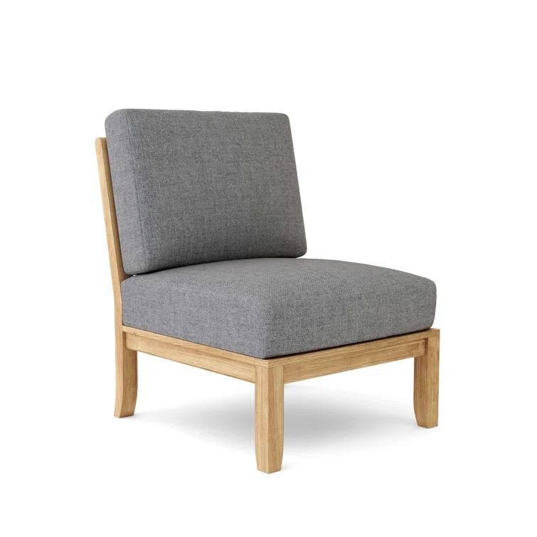 Gray Teak Outdoor Lounge Chair with Sunbrella Cushions
