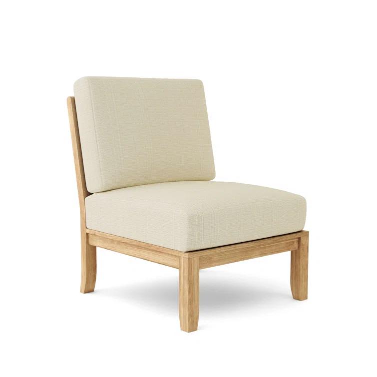Gray Teak Outdoor Lounge Chair with Sunbrella Cushions