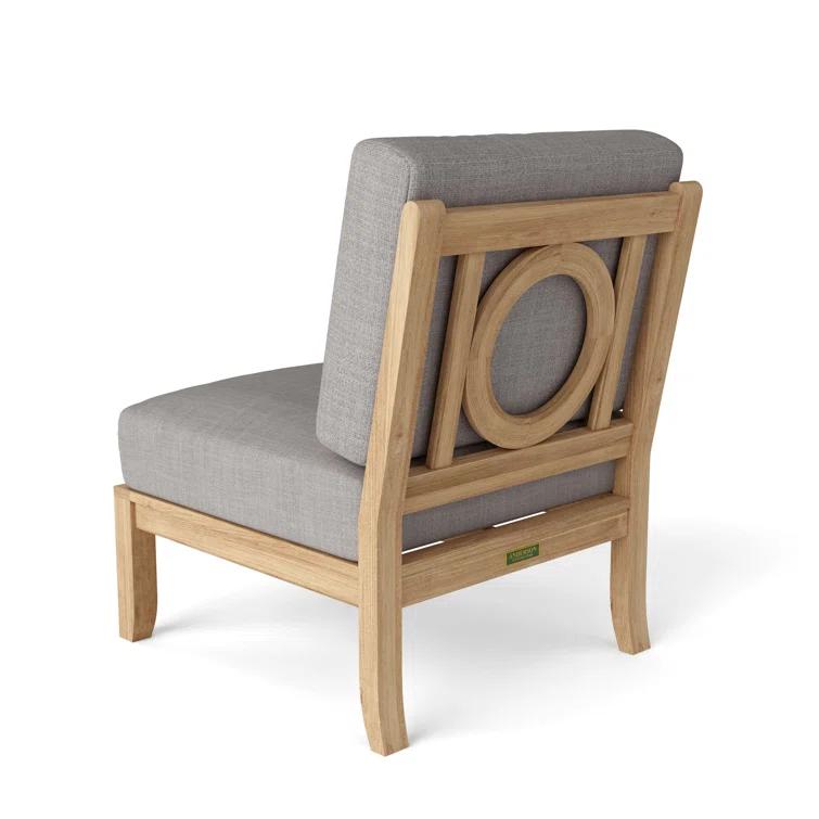 Gray Teak Outdoor Lounge Chair with Sunbrella Cushions
