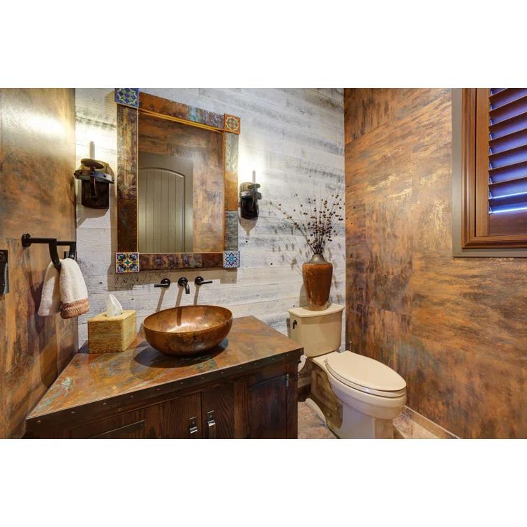 Tempered Copper Metal Circular Vessel Bathroom Sink