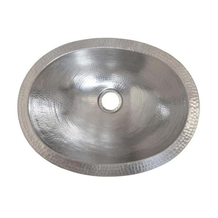 Baby Classic Brushed Nickel Hand Hammered Oval Undermount Bathroom Sink