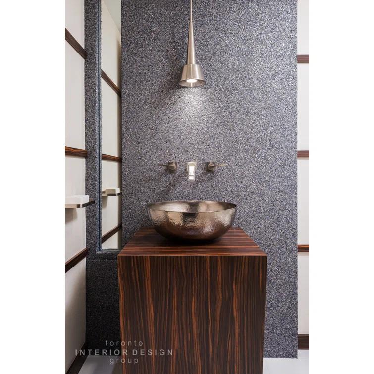 Maestro Brushed Nickel Hand Hammered Circular Vessel Bathroom Sink