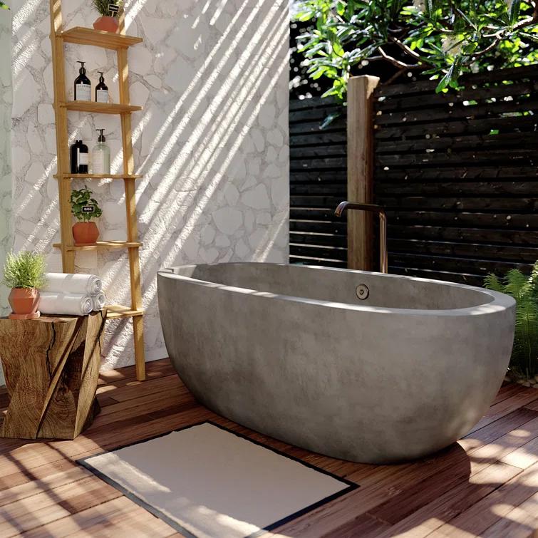 Holas 72" Handcrafted Freestanding Concrete Bathtub
