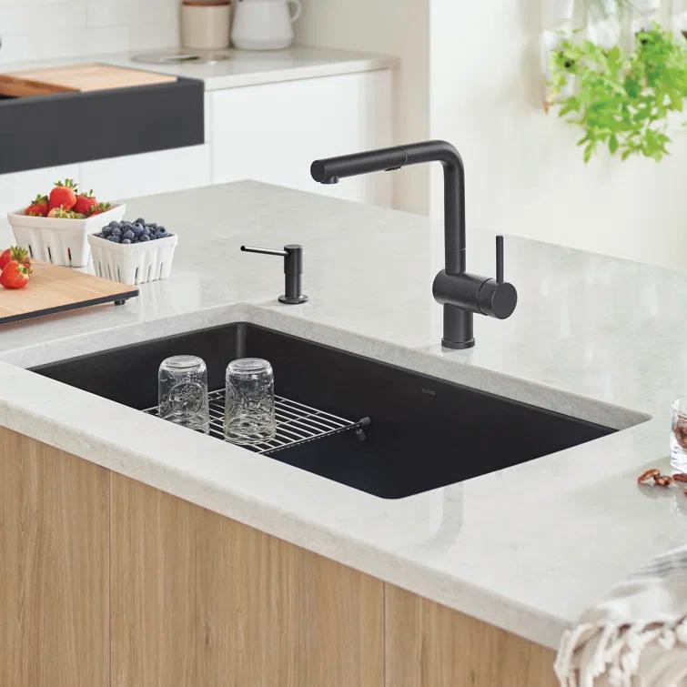 Precis SILGRANIT 32" L X 19" W Super Single Undermount Kitchen SInk