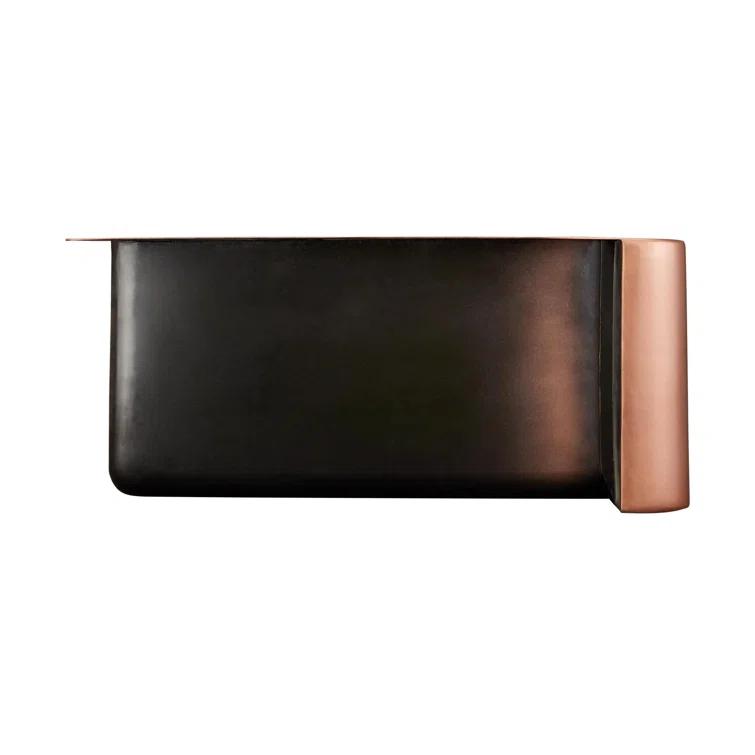 Signature Hardware 318919 33" Vine Design 60/40 Offset Double-Bowl Copper Farmhouse Sink